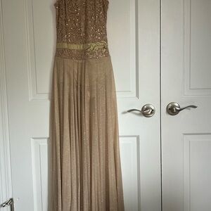Revolution Cream Sequin Pleated Maxi Gown